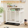 Gulches 43.3" Wooden Dog Crate Furniture for Large Dogs - Double Door Kennel with Divider & Storage Drawers - 3 of 4