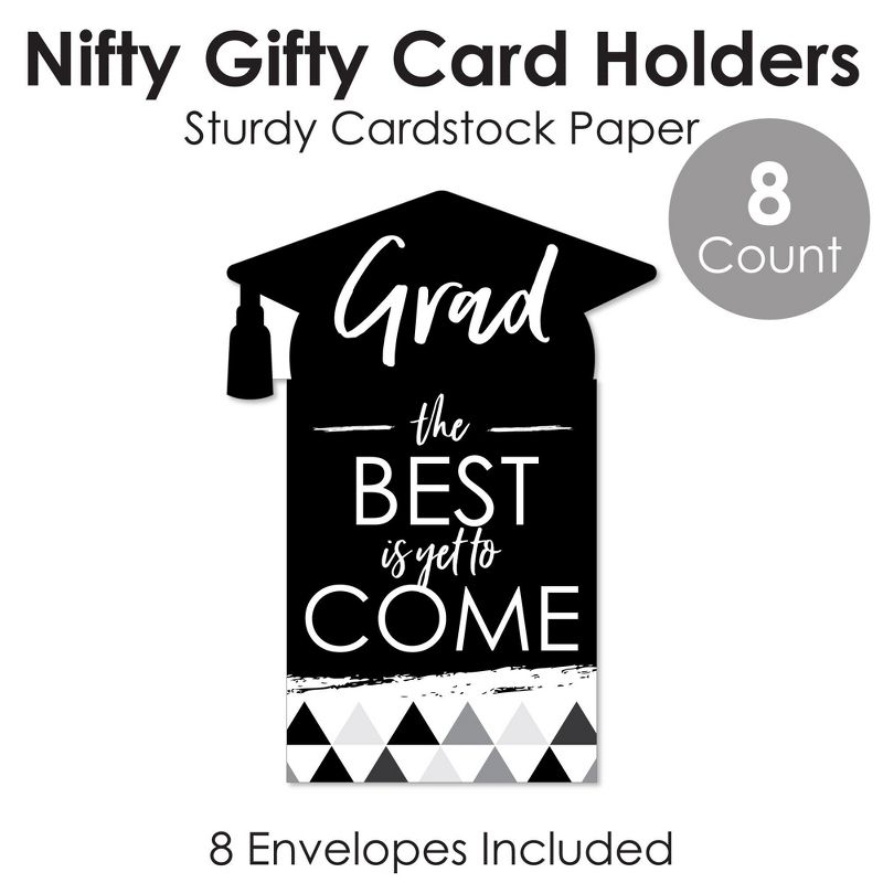 Big Dot of Happiness Black and White Grad - Best is Yet to Come - Graduation Party Money and Gift Card Sleeves - Nifty Gifty Card Holders - Set of 8, 4 of 8
