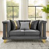 69" Velvet Loveseat Luxury Sofa with Gold Stainless Steel Trims and Embroidered Texture, Mid Century Modern Victorian Tufted Couch - 2 of 4