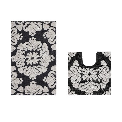 Medallion Collection 2 Piece 100% Cotton Tufted Bathroom Rug Set  with Non-Slip Backing, Machine Washable, Tumble Dry Bath Mat