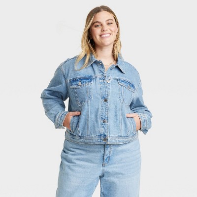 Women's Oversized Denim Trucker Jacket - Wild Fable™ Light Wash M : Target