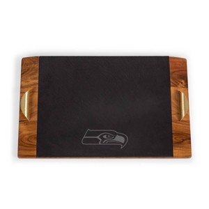 NFL Seattle Seahawks Covina Acacia Wood and Slate Black with Gold Accents Serving Tray - 1 of 4