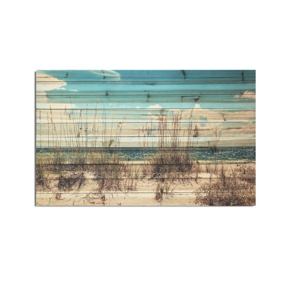 Photos - Other interior and decor 48" x 30" Sand Dunes Print on Planked Wood Wall Sign Panel Blue - Gallery