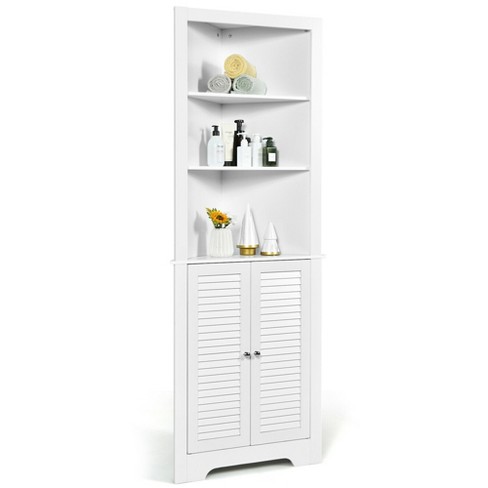 Costway Bathroom Corner Floor Cabinet Tall Bathroom Storage Cabinet W/  Shelves : Target