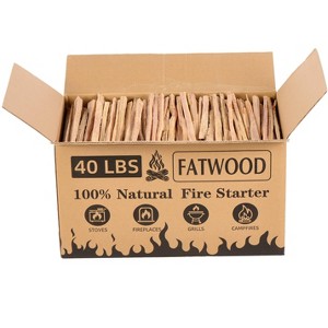 HANPURE 40 Lbs Fatwood Fire Starter Sticks, 100% Natural Kindling wood, Pine Firewood Firestarter for Campfire, Stove, Fireplace, Bonfires, Grill - 1 of 4