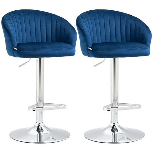 Bar Stools Set of 2, Velvet-Touch Fabric Counter Height