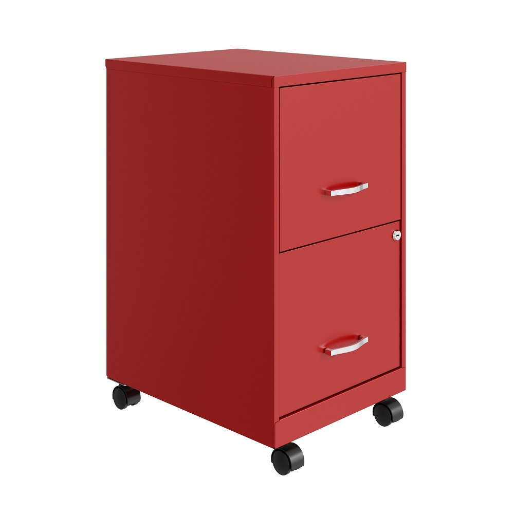 Space Solutions 18" Deep 2 Drawer Mobile Letter Width Vertical File Cabinet Lava Red