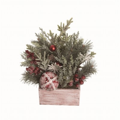 Transpac Artificial Brown Christmas Snow and Berries Tabletop Centerpiece