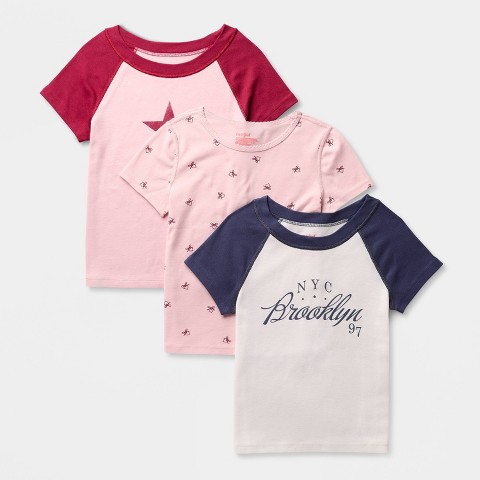 Футболки Cat & Jack Adaptive 3pk Short Sleeve Fitted Graphic T-Shirt для девочек, цвет: Розовый