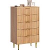 Fluted Dresser for Bedroom with 3 Drawers, Wooden Chest of Drawers with Metal Handle & Feet, Black Dresser for Living Room, Hallway, Bedroom - 3 of 4