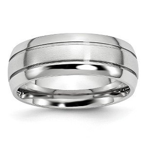 Black Bow Jewelry 8mm Cobalt Polished & Satin Double Grooved Comfort Fit Band - 1 of 4