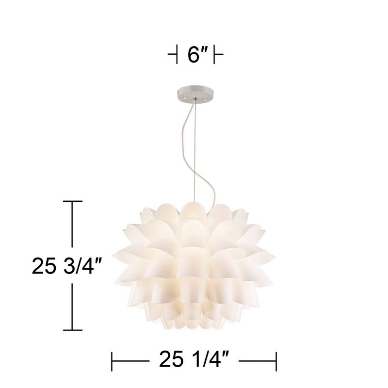 Possini Euro Design White Flower Pendant 25 1/4" Wide Modern Blooming Curved Petals for Dining Room Living House Home Foyer Kitchen Island Entryway, 4 of 10