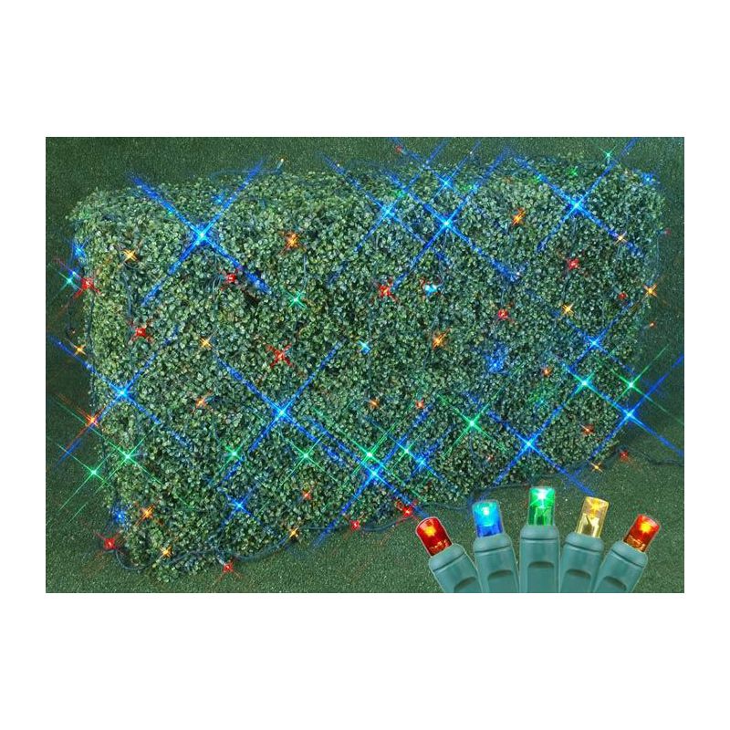 Novelty Lights 100 Light Warm White LED Christmas Net Lights Christmas Decorations Green Wire 4' X 6', 1 of 6