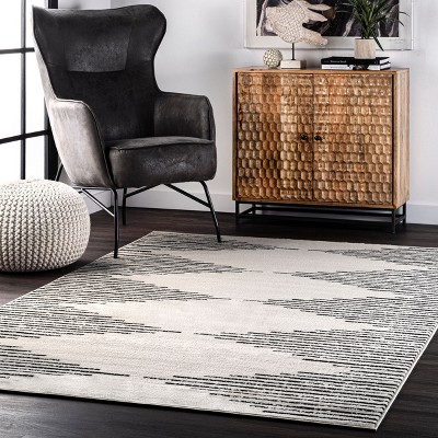 Romina Gray and Black 9' x 12' Synthetic Area Rug