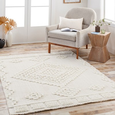 Lohrville Cream High Pile Braided Synthetic Rectangular Area Rug