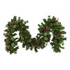 National Tree Company 9' Prelit LED Iced Berry Pine Artificial Garland with Red Berries 50 Warm White Battery Operated - 3 of 3
