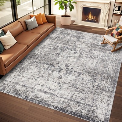Soft Boho Vintage Low Pile Washable Large Indoor Area Rug for Living Room Bedroom Dining Room