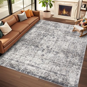 Soft Boho Vintage Low Pile Washable Large Indoor Area Rug for Living Room Bedroom Dining Room - 1 of 4