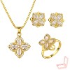 Gold Titanium Steel Flower - Shaped Crystal Minimalist Women's Jewelry Set - 3 of 4