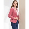 INSPIRE CHIC Women's Office Solid Shawl Collar Jetted Pockets One Button Velvet Blazer - 4 of 4