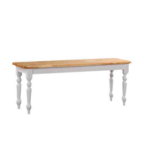 Farmhouse Dining Bench Wood White Natural Boraam