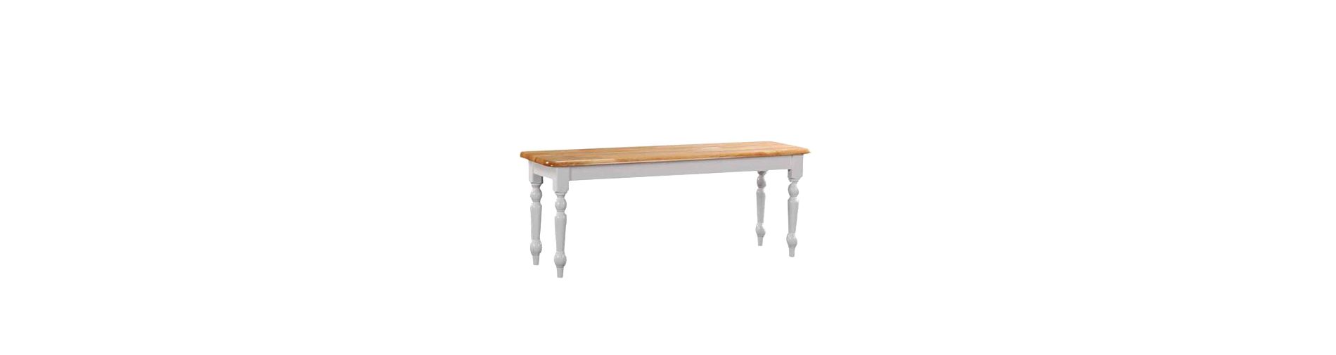 Farmhouse Dining Bench Wood/White/Natural - Boraam: Hardwood Entryway Seating, Unupholstered Ottoman