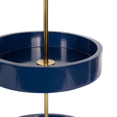 Lipton Glamorous Navy Blue and Gold Round Two-Tier Tray