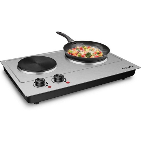 Cusimax 1800w Portable Double Hot Plate,stainless Steel Countertop  Cooktop,silver : Target