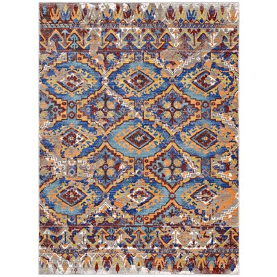 Modway Centehua Distressed Southwestern Aztec 5x8 Area Rug - Multi Color,  100% Soft cross-woven polyester ,  Tight Low Pile Weave