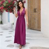 Clearlove Women's Sleeveless V Neck Dress Criss Cross Tie Back Split High Cross Hem Maxi Dress - 2 of 4