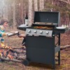 VisioGear Outdoor Grill with Two Shelves, Lid, Wheels and Bottle Opener, Grill for Backyard, Black & Silver, 44.8"*13.3"*39.3" - 2 of 4