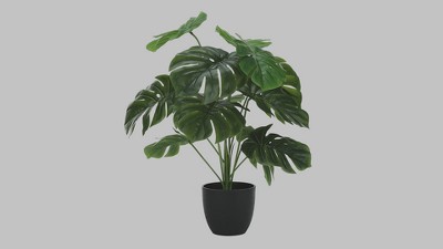 24" Green Monstera Artificial Indoor Floor Plant in Black Pot