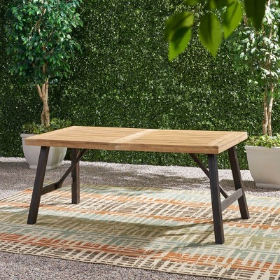 Premium Acacia Wood Dining Table for Outdoor Use, Sturdy and Stylish Wooden Frame, Ideal for Backyard, Terrace, or Porch