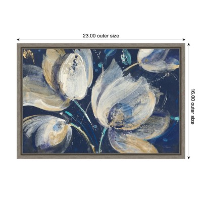 Midnight Garden Abstract Blue and White Canvas Print