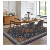 Area Rug, Navy Blue & Orange, Boho Chic Medallion Distressed Design, Non-Shedding & Easy Care, Ideal For High Traffic Areas In Living Room, Bedroom - 3 of 4