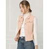 INSPIRE CHIC Women's Buttoned Washed Denim Vest with Faux Chest Flap Pockets - 2 of 4
