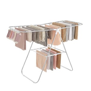 SONGMICS Foldable Clothes Drying Rack with Sock Clips Laundry Drying Rack with Height-Adjustable Gullwings - 1 of 4