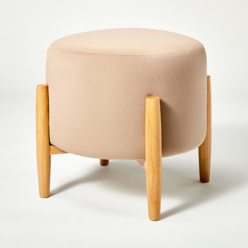 Elroy Round Velvet Ottoman with Wooden Legs - Threshold™ designed with Studio McGee, 4 of 11