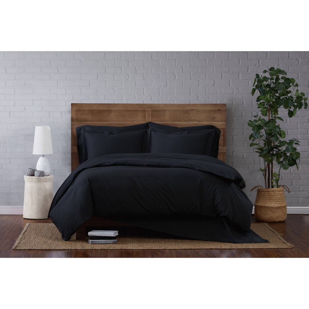 Cannon Twin/Twin XL Solid Percale Duvet Cover Set Black