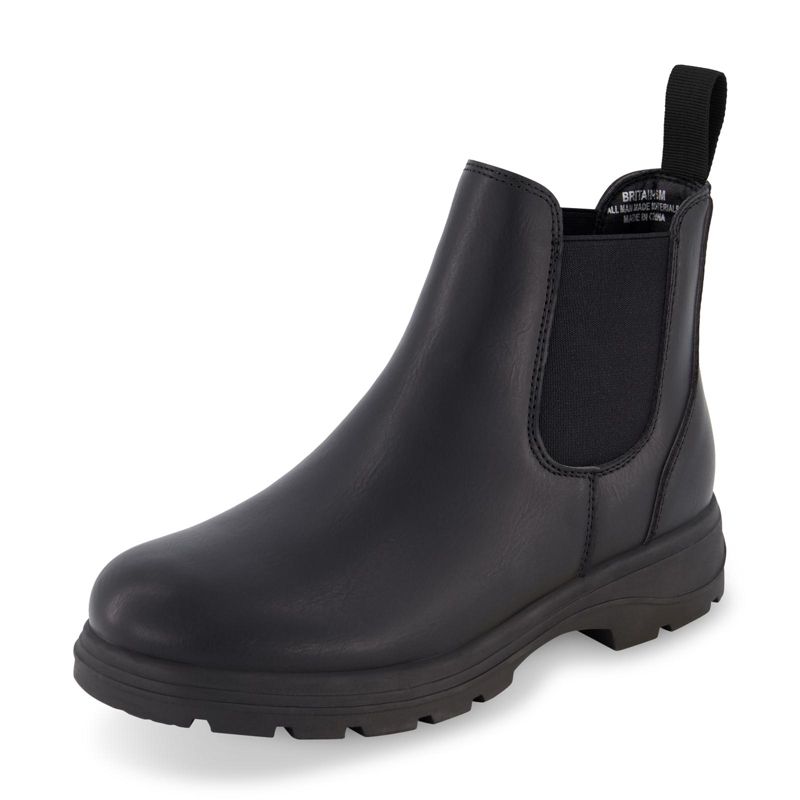 CUSHIONAIRE Women's Britain Chelsea Boots. Soft Vegan Leather, Non-Slip Sole, Memory Foam, Back Pull Tab, Ankle Boots for Women, Black Nappa 6