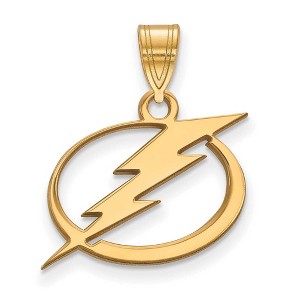 Black Bow Jewelry 14k Yellow Gold Plated Sterling Silver Tampa Bay Lightning NHL Medium Pendant - 1 of 3