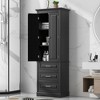 Freestanding Storage Cabinet, Cabinet with 2 Doors 3 Drawers Sturdy Storage Cabinet for Bathroom Kitchen Living Room - 4 of 4