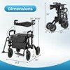 Costway 2-in-1 Rollator Walker for Seniors with Seat 9" Pneumatic Tires for All Terrain Black/Red/Navy - 3 of 4