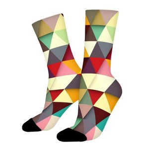 Ruby Color Geometric Women Printed Crew Socks Funny Funky Socks Soft Polyester Novelty Gifts for Artists Men - 1 of 1