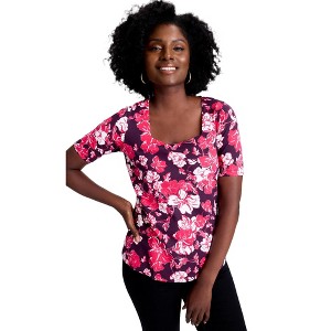 Jessica London Stretch Cotton Square Neck Tee - 1 of 4