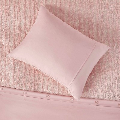 Blush and Gold Twin XL Faux Fur Duvet Cover Set