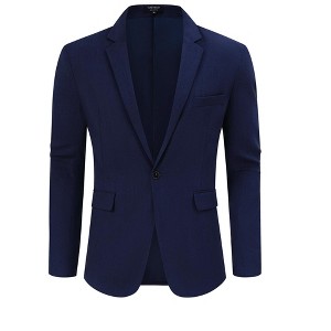 Men's Casual Sport Coat Lightweight Linen Blazer One Button Business Suit Jackets Stylish Daily Suits - 1 of 4