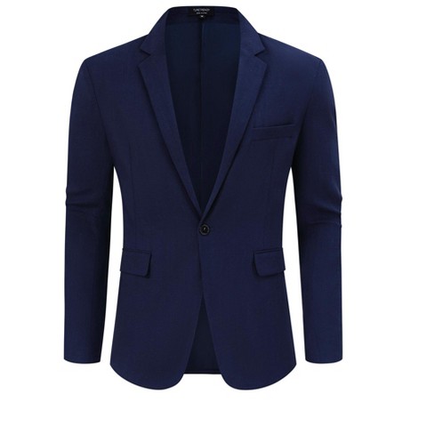 Men's Casual Sport Coat Lightweight Linen Blazer One Button Business Suit Jackets Stylish Daily Suits - image 1 of 4