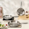 VEVOR Tri-Ply Stainless Steel Frying Pan, 3 Pcs Set (8, 10, 12 in), Cooking Skillet with Heat-Resistant Handle, Silver - 2 of 4