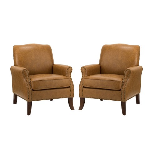 Nailhead leather club discount chair